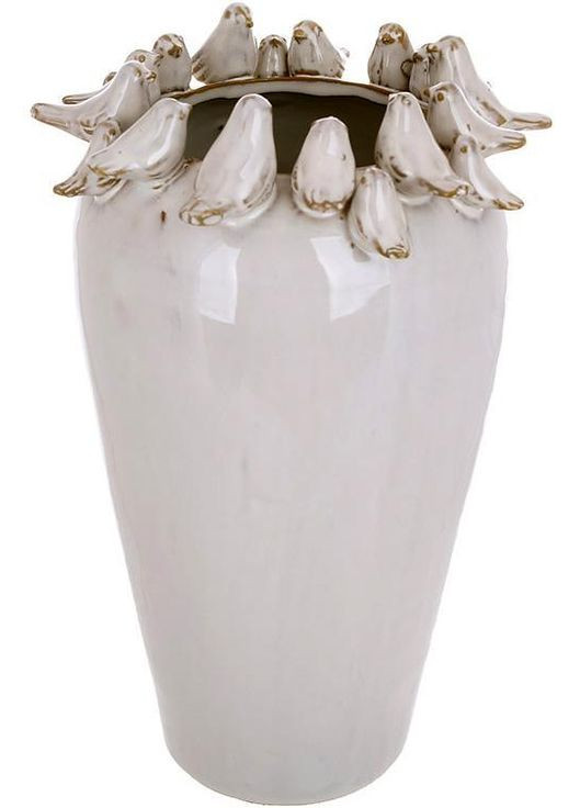 Ваза керамическая Birds "Птичий Базар" Ø17х28см, бежевый глянец Bona (339777027)