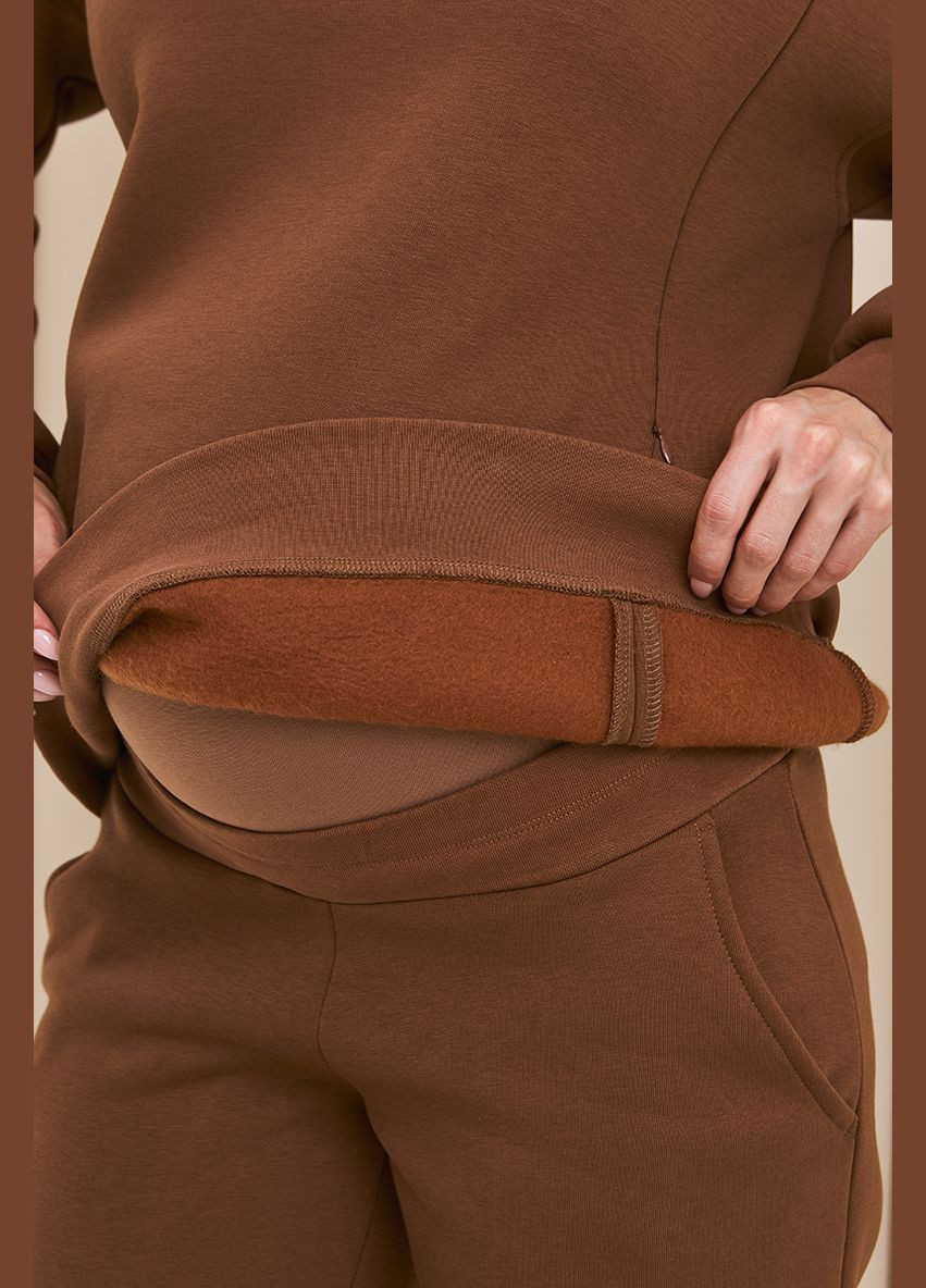 Теплий костюм для вагітних та годуючих з худі трикотажний кольору мокко Юла мама (306543453)