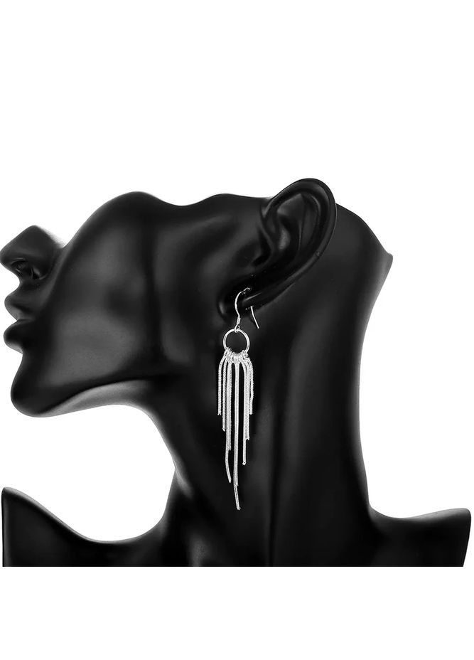 Сережки висячі кисті пензлики ниточки палички стерл. ср. No Brand (338436122)