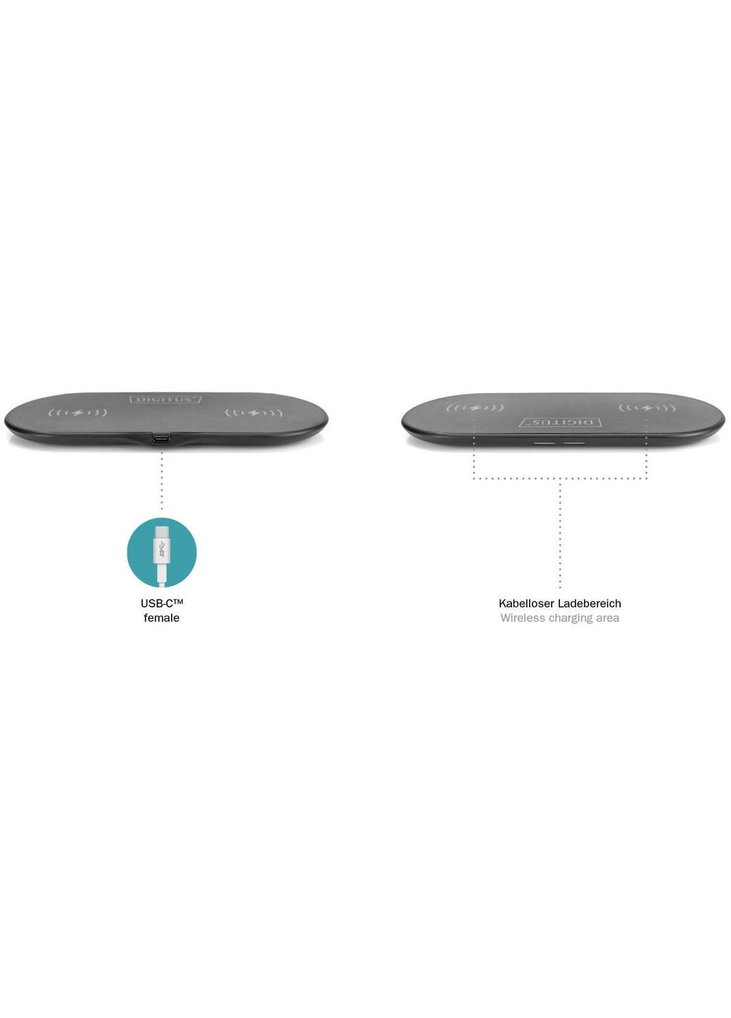 Зарядное устройство Wireless Charging, Pad, Duo, 15W Digitus (315434741)