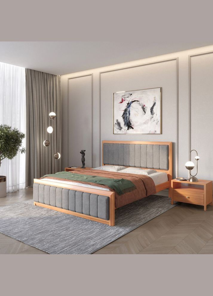Односпальная деревянная кровать Барселона Б1/Аляска 93 (Серый) 80х190 см (MBG-11757) Mebigrand (366086595)