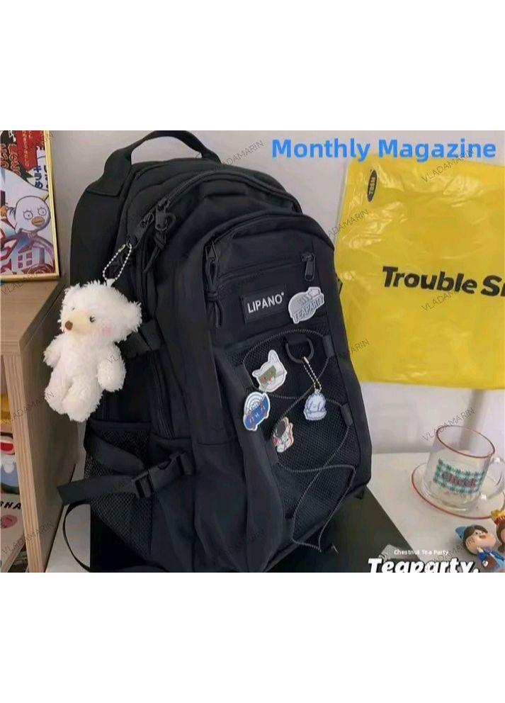 Шкільний рюкзак Lipano для студентів,підлітків,коледжу,зі значками та м'якою іграшкою(ведмедик) No Brand (366547241)