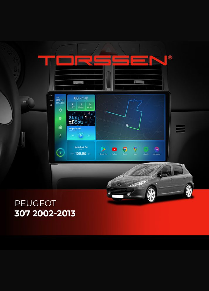Штатна магнітола 2K Peugeot 307 02-13 FL9 4+64Gb 4G Carplay DSP Torssen (307087697)