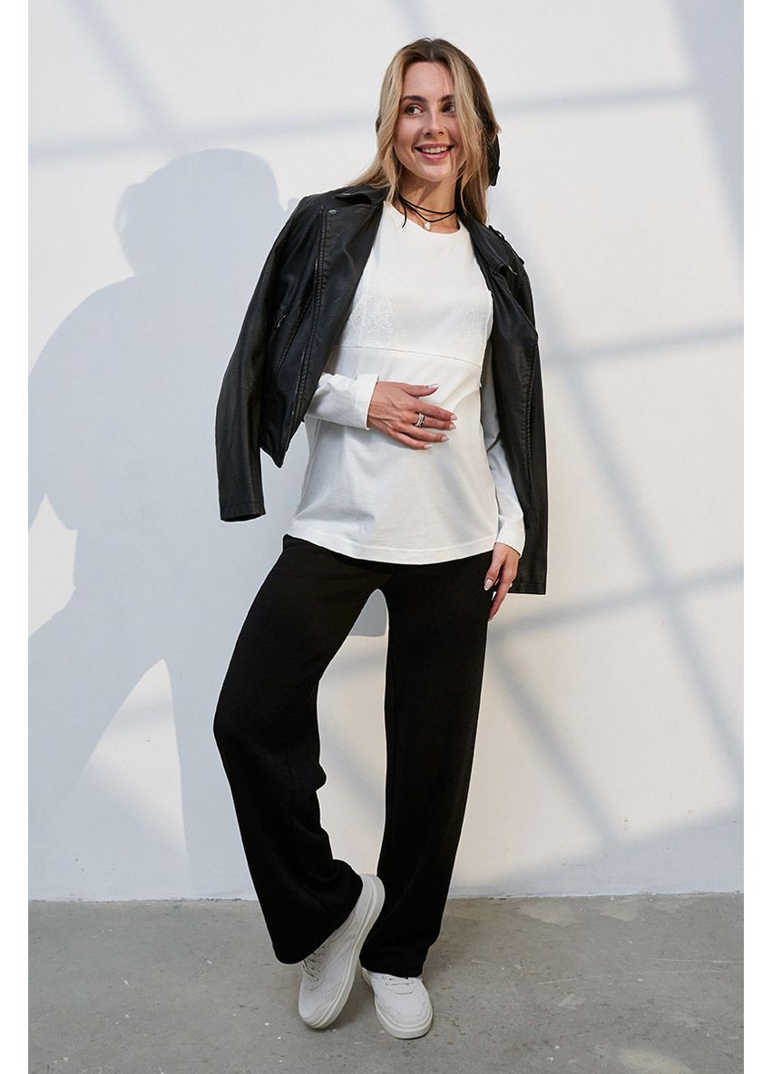 Прямі штани для вагітних чорні трикотаж тринитка Юла мама (352539043)