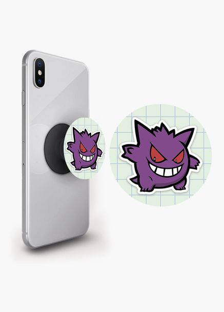 Попсокет держатель для смартфона (Popsockets) Монстрик фиолетовый Черный No Brand (302083134)