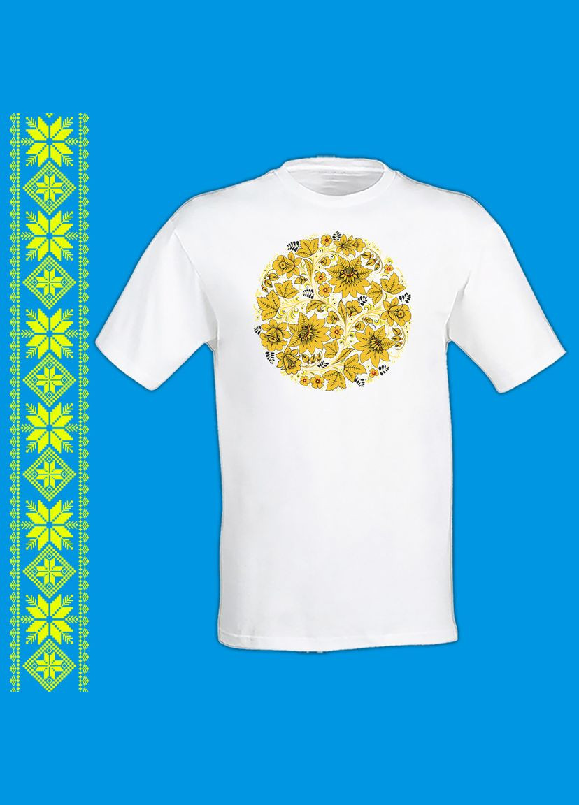 Футболка - вишиванка з принтом "Квітковий орнамент (жовтий)" Кавун футболка (316288015)