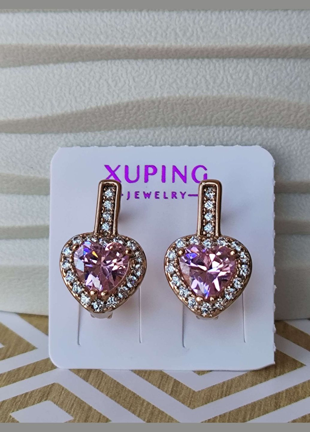 Позолоченные сережки ксюпинг xuping позолота медицинское золото медицинская сталь розовый камень Xuping Jewelry (336190275)