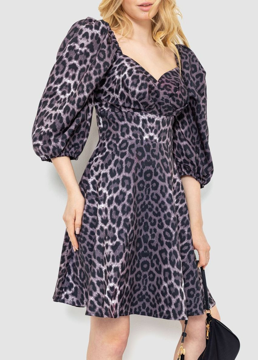 Чорна повсякденний сукня з леопардовим принтом на запах для жінок вільного крою весняно-осіння сливово-чорна (sku_172r989) No Brand леопардовий