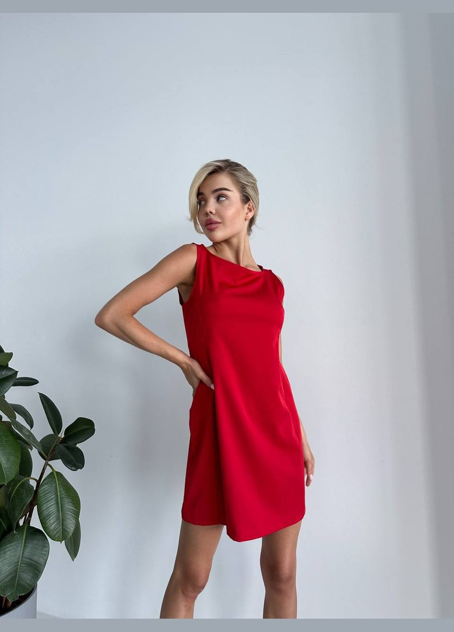 Красное повседневный, праздничный женское платье No Brand однотонное