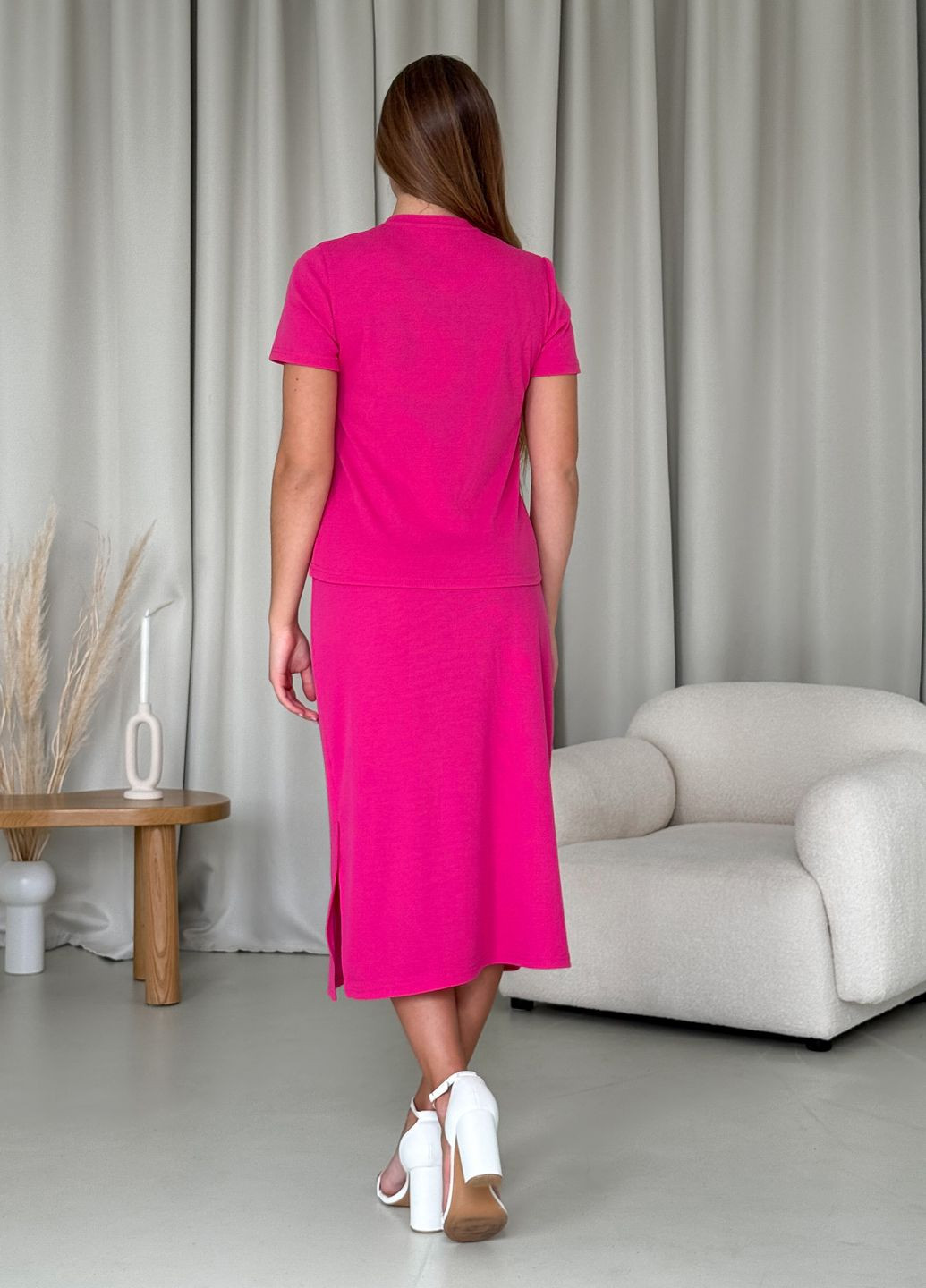 Костюм в рубчик футболка с юбкой Merlini Венцоне (323450681)