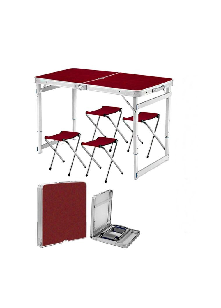 Складной стол для пикника усиленный + 4 стульчика Коричневый No Brand (294721477)