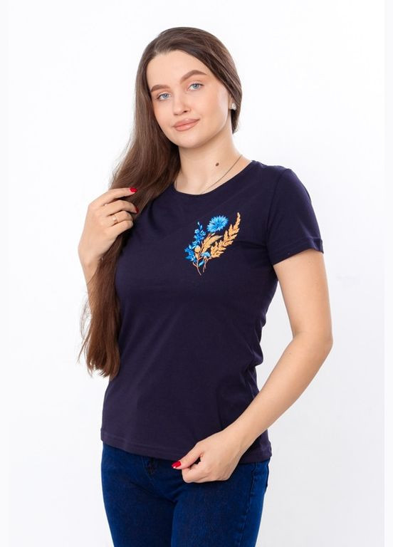 Синяя летняя футболка женская “украина” с коротким рукавом Носи своє