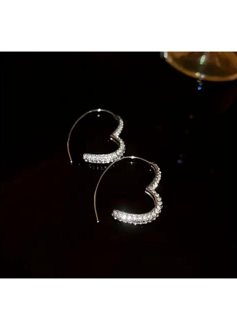 Серьги с сердечками, серьги с сердечками, серьги с сердечками, серьги с камешками, серьги с камешками, серьги петли Fashion Jewelry (371772280)