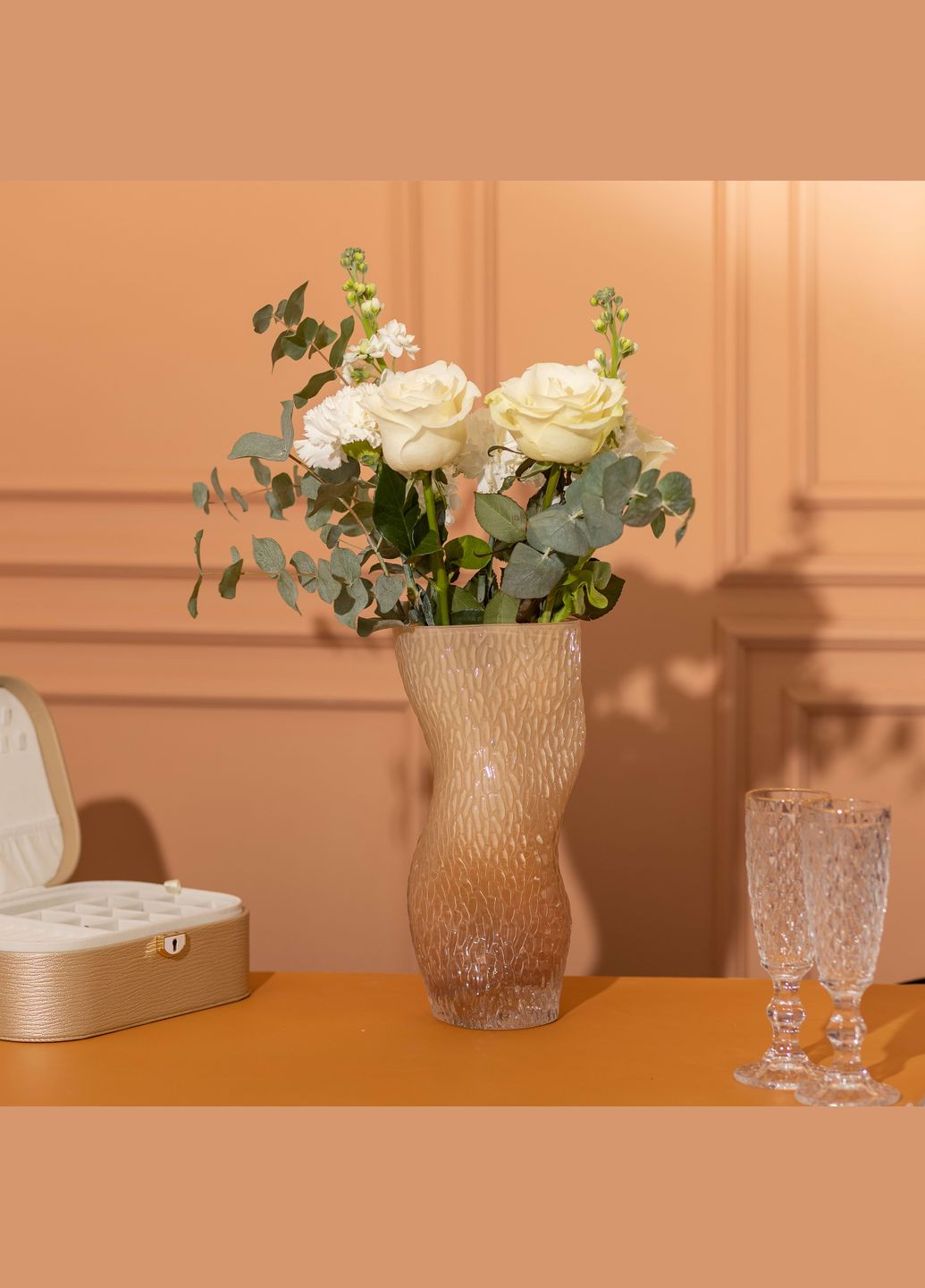 Ваза декоративна скляна Flora 30 см, Flower Season (328440614)