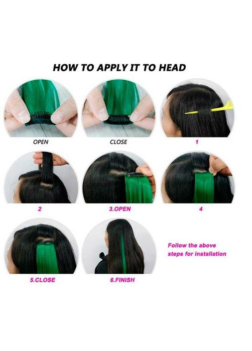 Цветная прядь волос на заколках 60 см оранжевый Накладные волосы - (372734446)