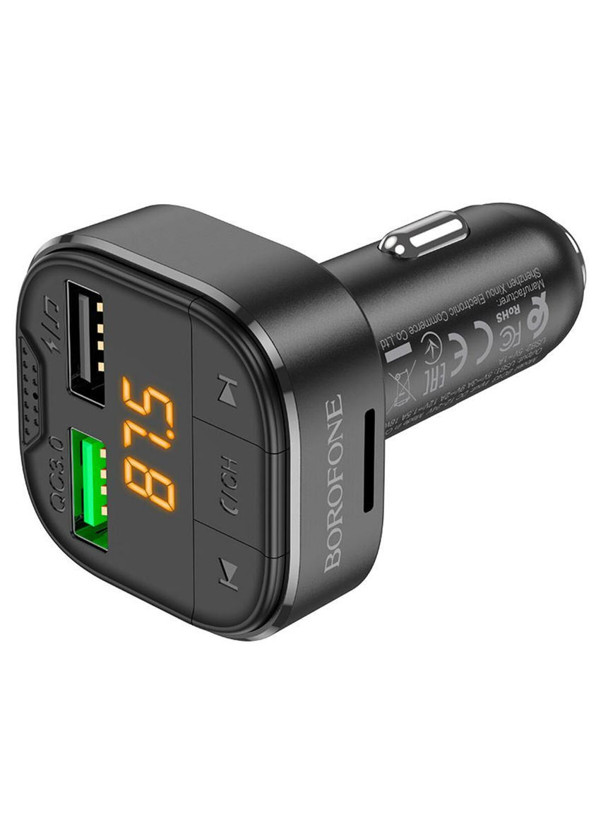 АЗП з FM-модулятором QC3.0 car BT FM transmitter 18W Black (BC43B) Borofone BC43 Flash (324416898)