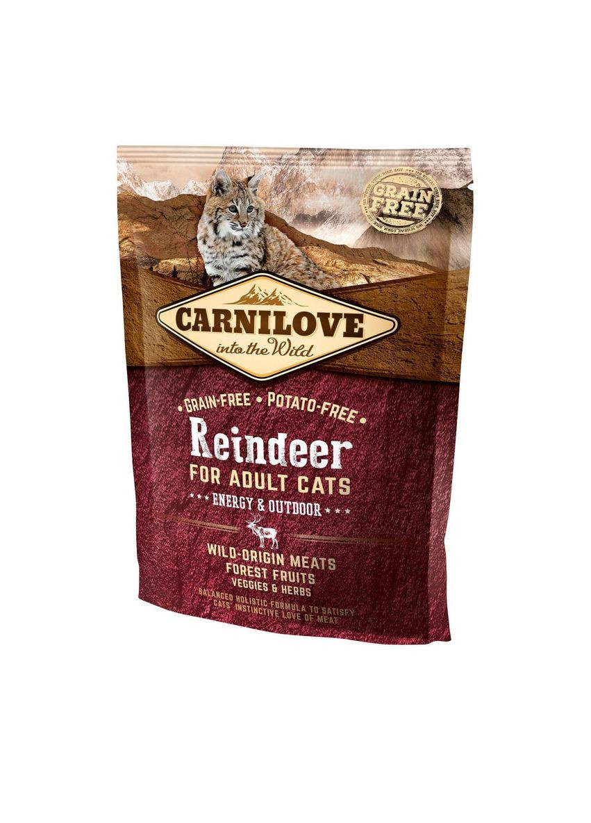 Корм для активных кошек Energy & Outdoor Raindeer 0,4 кг, с олениной и кабаном Carnilove (293408303)