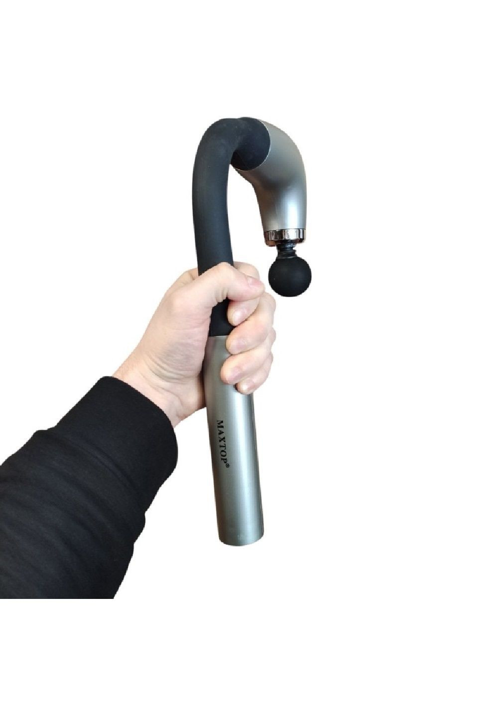 Масажер вібромасажер перкусійний м'язовий акумуляторний U-подібний для тіла 4 насадки 345х211х59 мм (479530-Prob) Сірий Unbranded (322121271)