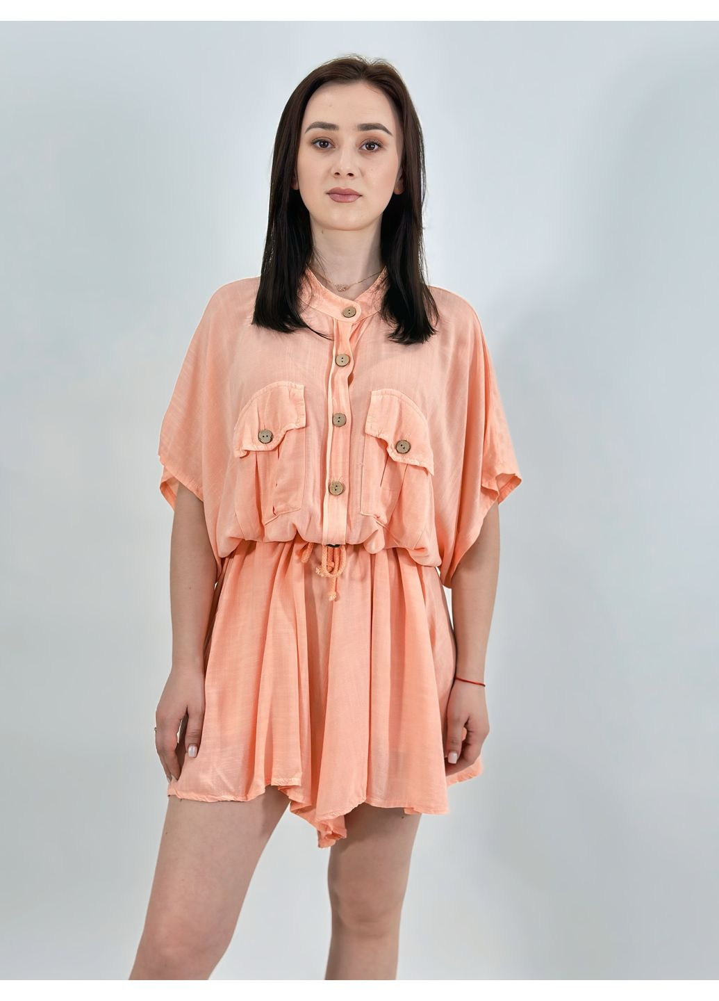 Комбінезон, шорти-спідниця Hello однотонний персиковий