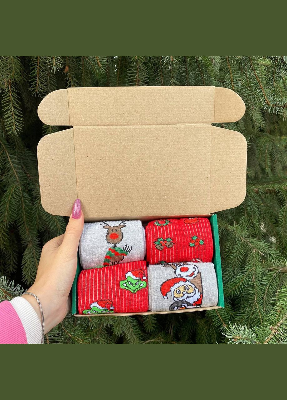 Комбинированные бокс мужских новогодних носков 40-45 на 4 пары Vakko (306424199)