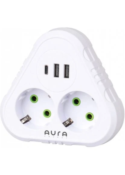 Сетевой фильтр Energy 2+3 USB-A + USB-C (PD) White (AUEMFP23PDW) AURA (383367063)