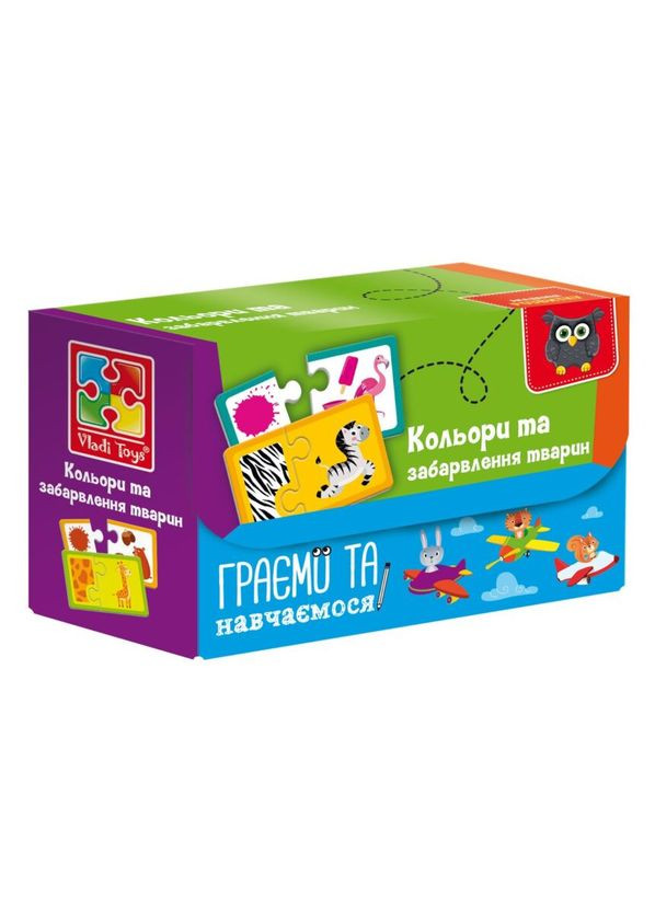 Пазлы Ассоциации Найди пару Цвета и окраски животных (VT5003-02) Vladi toys (364112052)