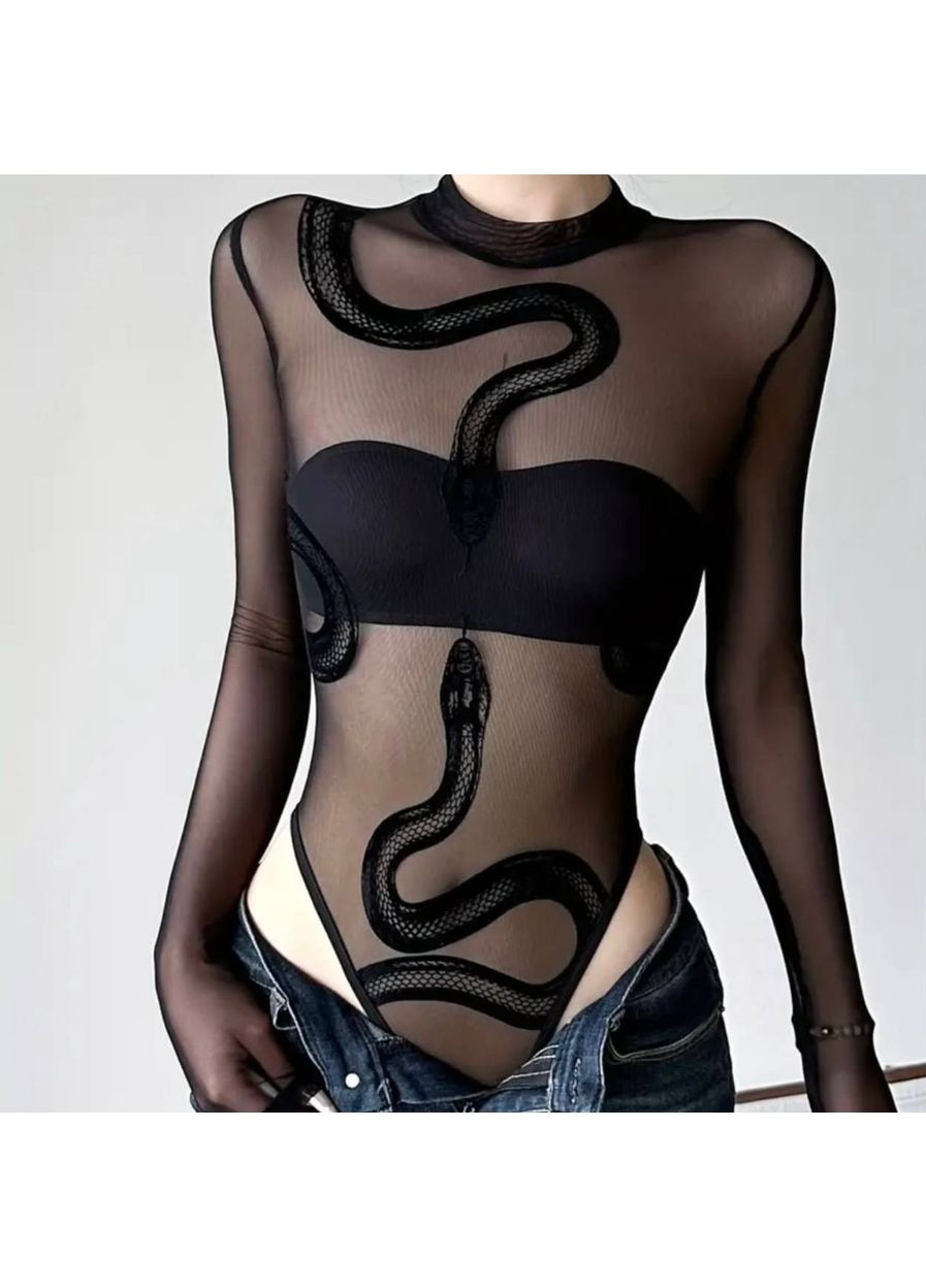 Женский прозрачный боди с аппликацией "Змея" Україна (349817844)