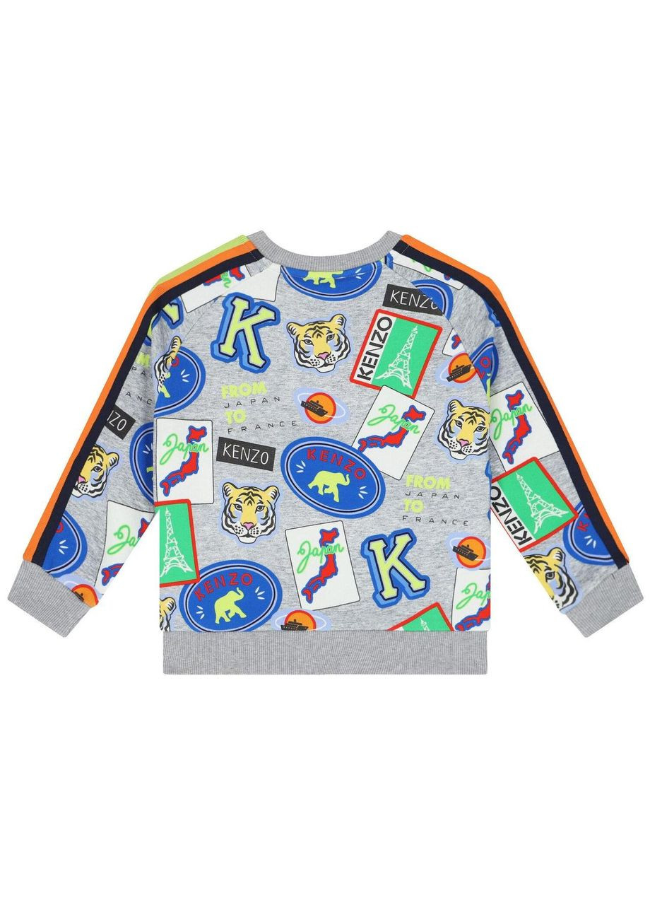 Kenzo світшот, арт. 25765, значки, 98 см, 3 роки сірий трикотаж
