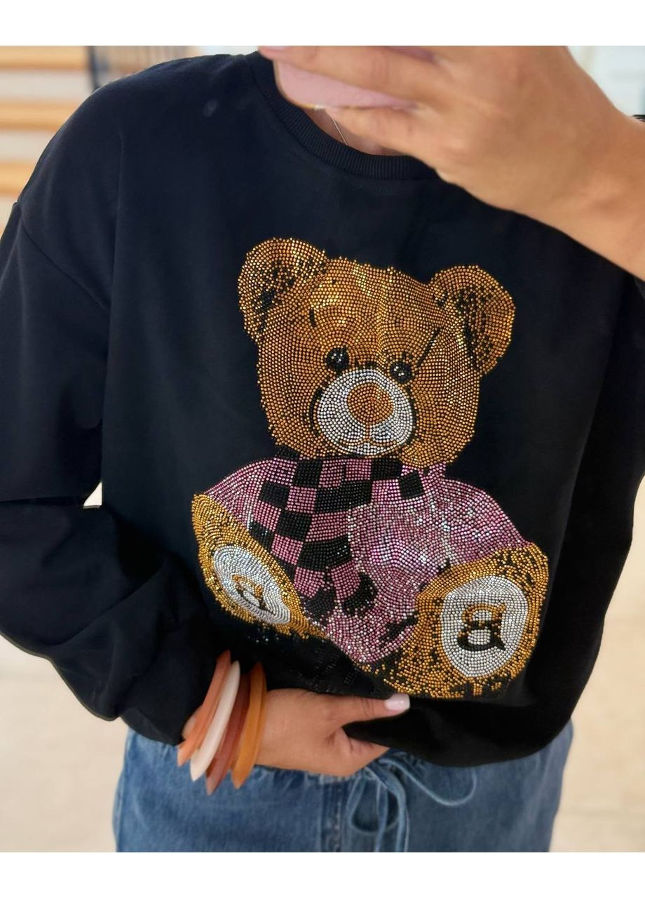 Черный свитшот женский Україна рисунок камни (348780599)