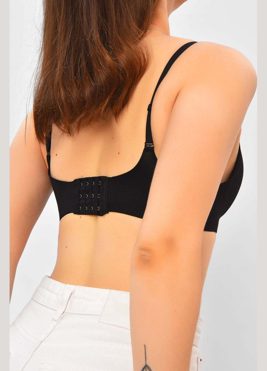 Чёрный бюстгальтер бесшовный черного цвета чашка в Let's Shop нейлон