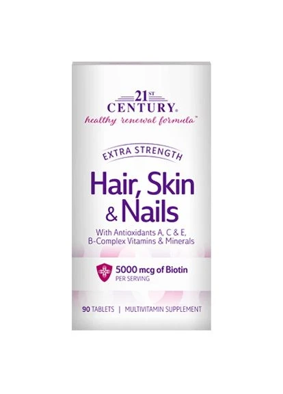Витамины и минералы Hair Skin & Nails Extra Strength, 90 таблеток 21st Century (322294153)