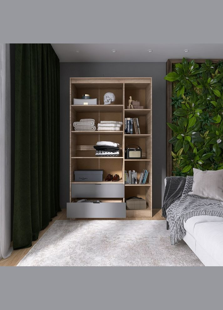 Шафа розпашна для одягу з висувними шухлядами (полиці- полиці) Сіті-1200 120,2х50х204,6 см (EVR-071129) Еверест (329296596)