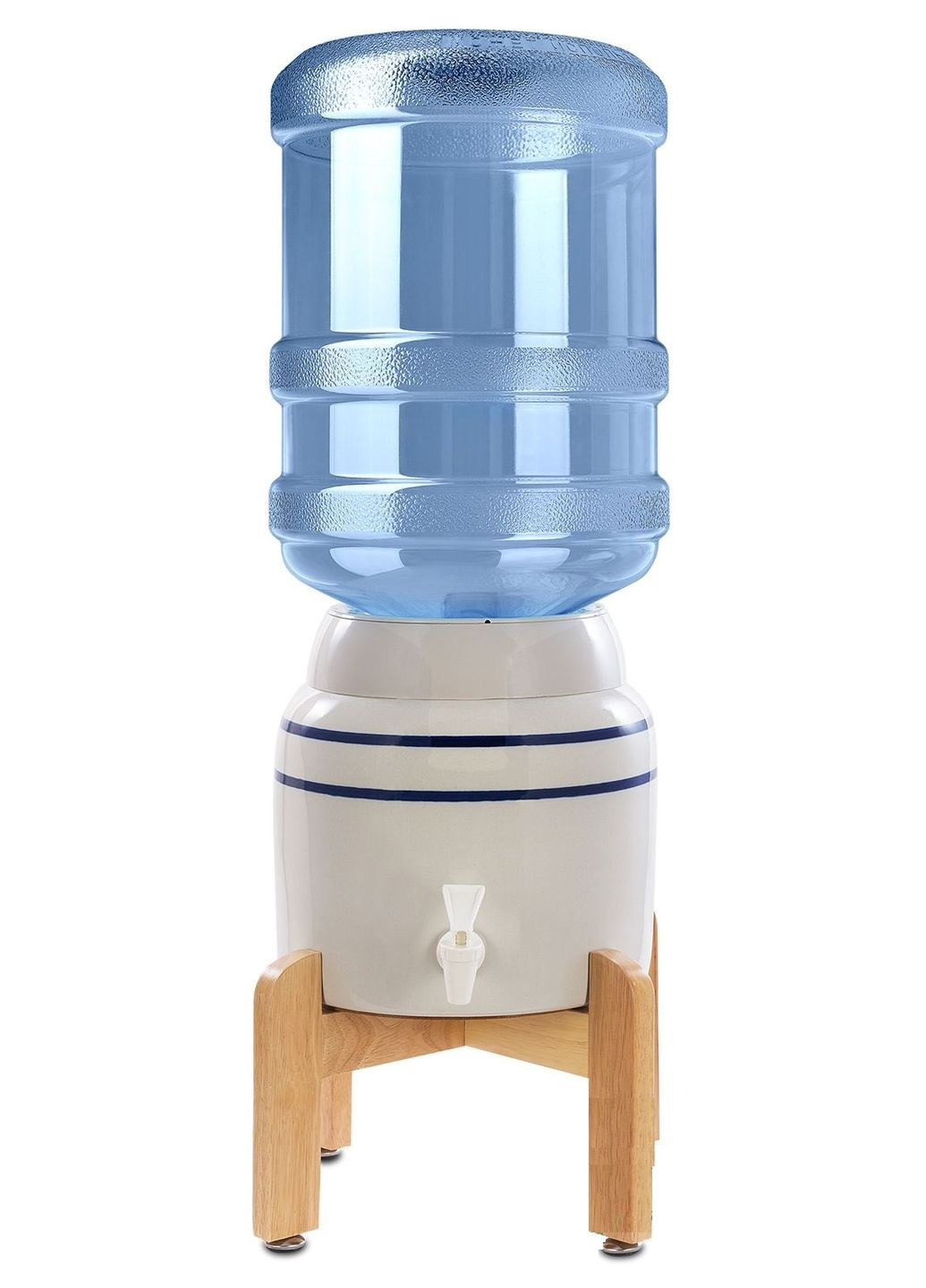 Диспенсер керамический для воды с подставкой и краником в комплекте синяя полоса ViO CD-01 (279791977)