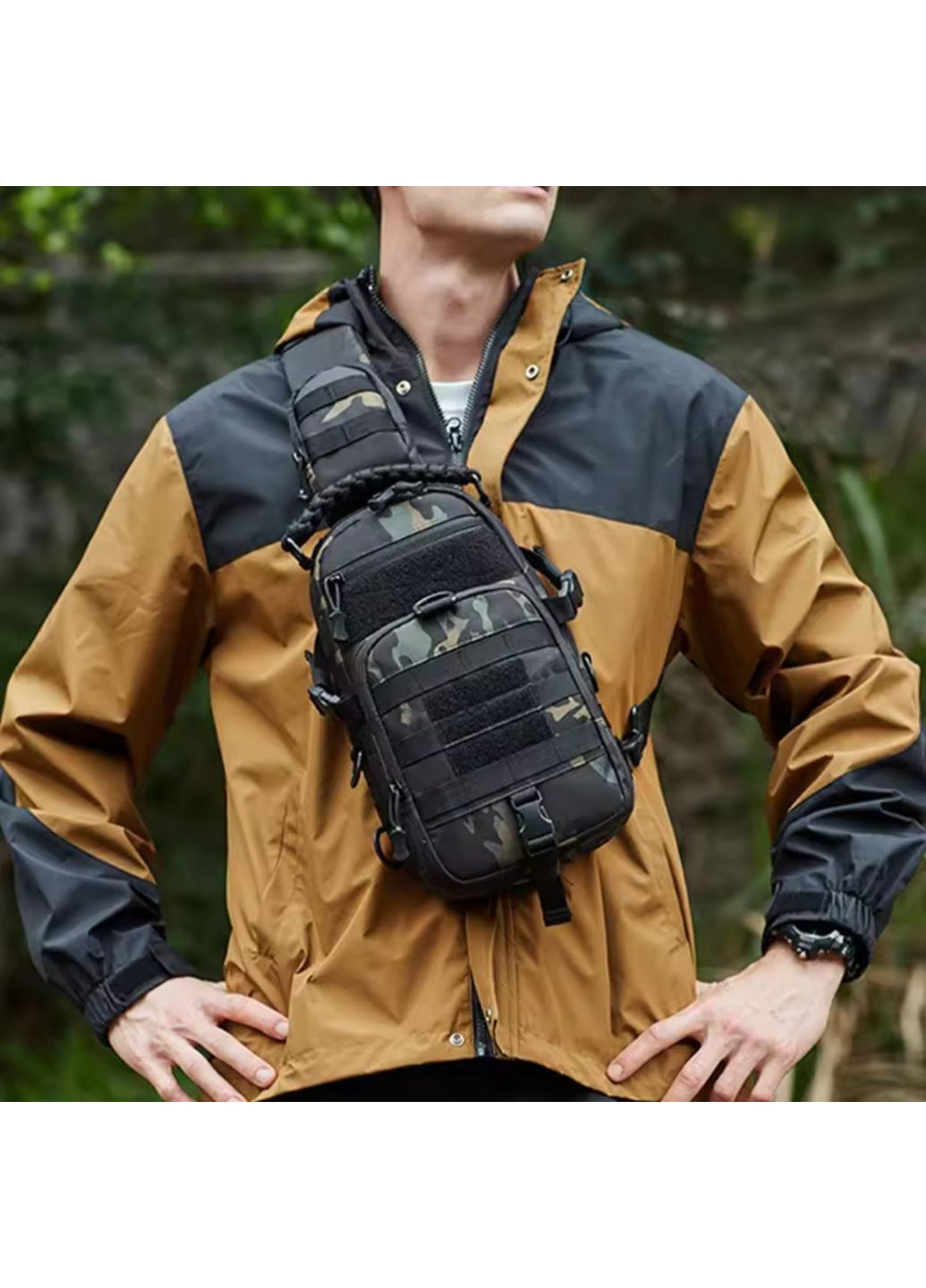 Сумка тактическая туристическая для рыбалки, многофункциональная сумка слинг с плетеной ручкой No Brand (366547132)