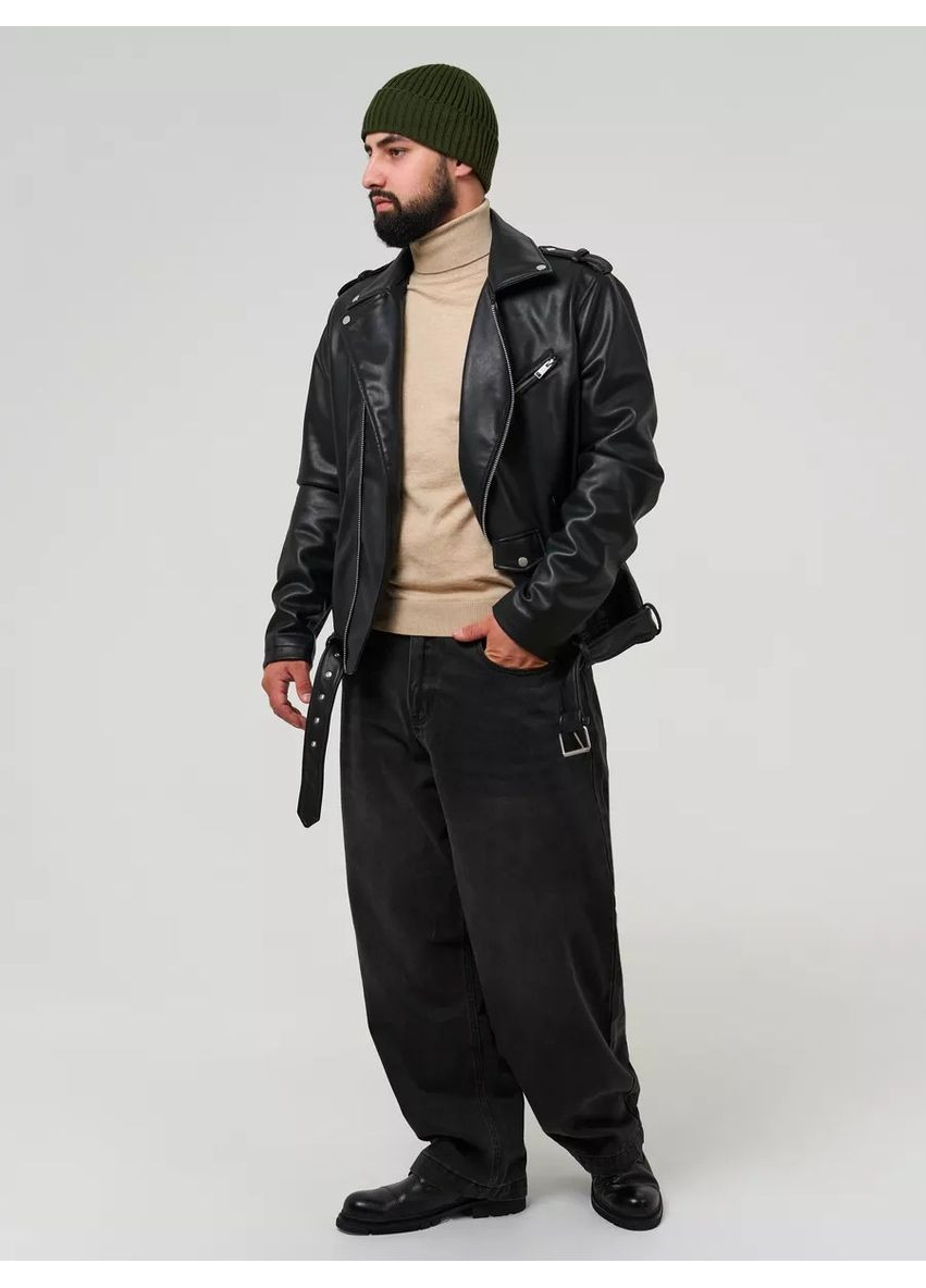 Мужская демисезонная шапка с отворотом 1х1 No Brand Чоловіча демісезонна шапка (353302405)