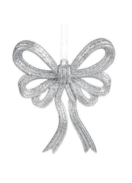 Новорічна підвіска Бант срібний 11909 Flora (360639871)