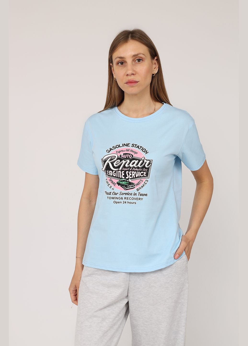 Футболка з коротким рукавом жіноча колір блакитний CB-00275253 Carla Mara - (330223250)