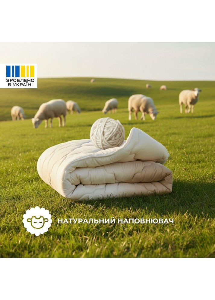 Одеяло шерстяное Woolly 140х210 см 400 г/м2 зимнее, теплое, натуральное, овечья шерсть IDEIA (369148747)