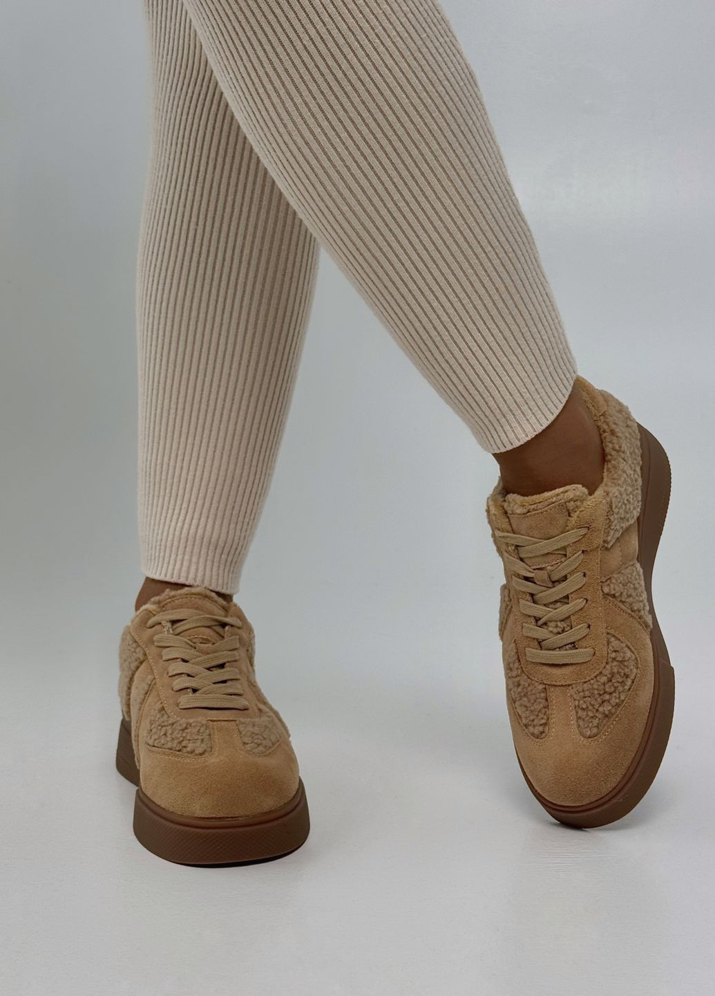 Кроссовки женские меховые URBAN TRACE бежевые (314765619)