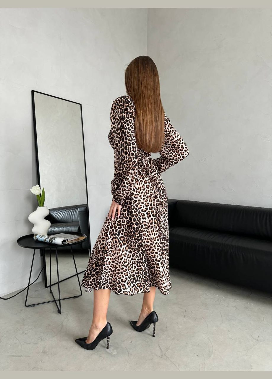 Коричнева кежуал жіноча сукня софт No Brand леопардовий