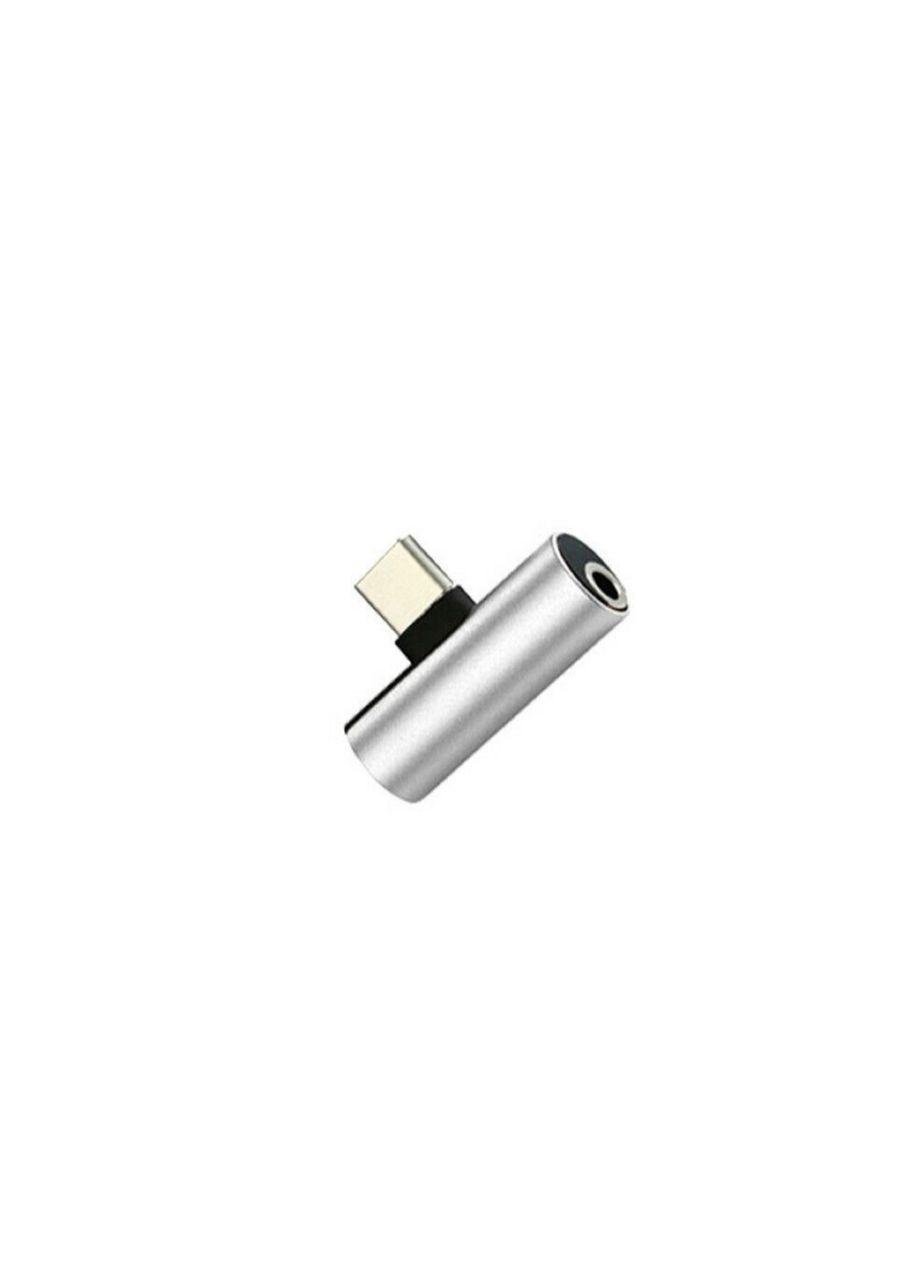 Перехідник 2 в 1 USB-C Type C у 3.5 mm Jack AUX Audio адаптер для заряджання та прослуховування музики (сріблястий) China (366874914)