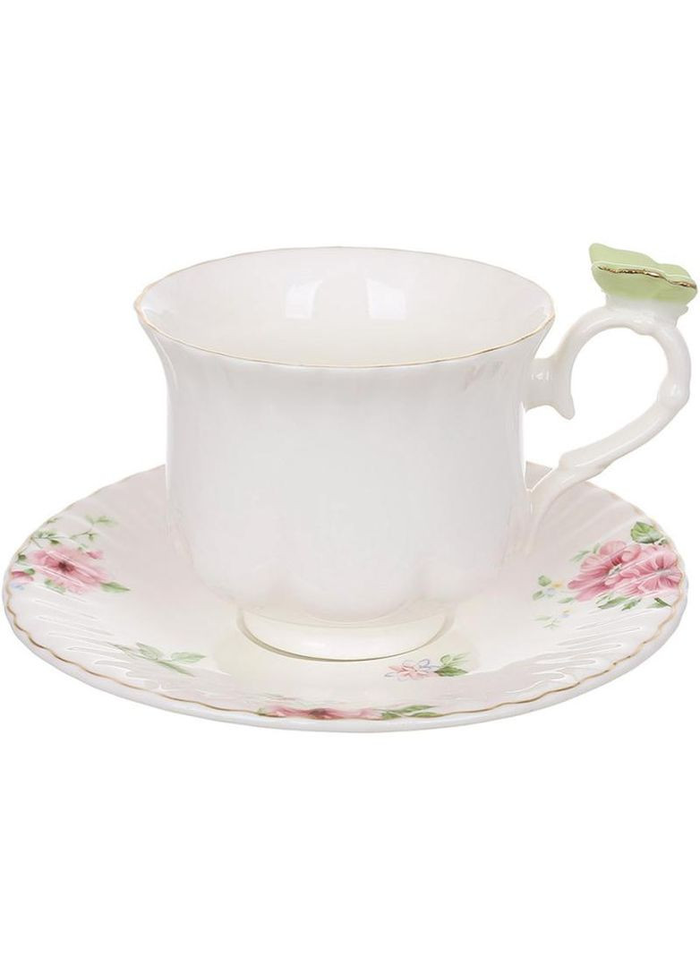 Чайний набір Метелик Флорал фарфоровий на 6 персон з чашками та блюдцями для чаювання сервіз BonaDi (368989602)