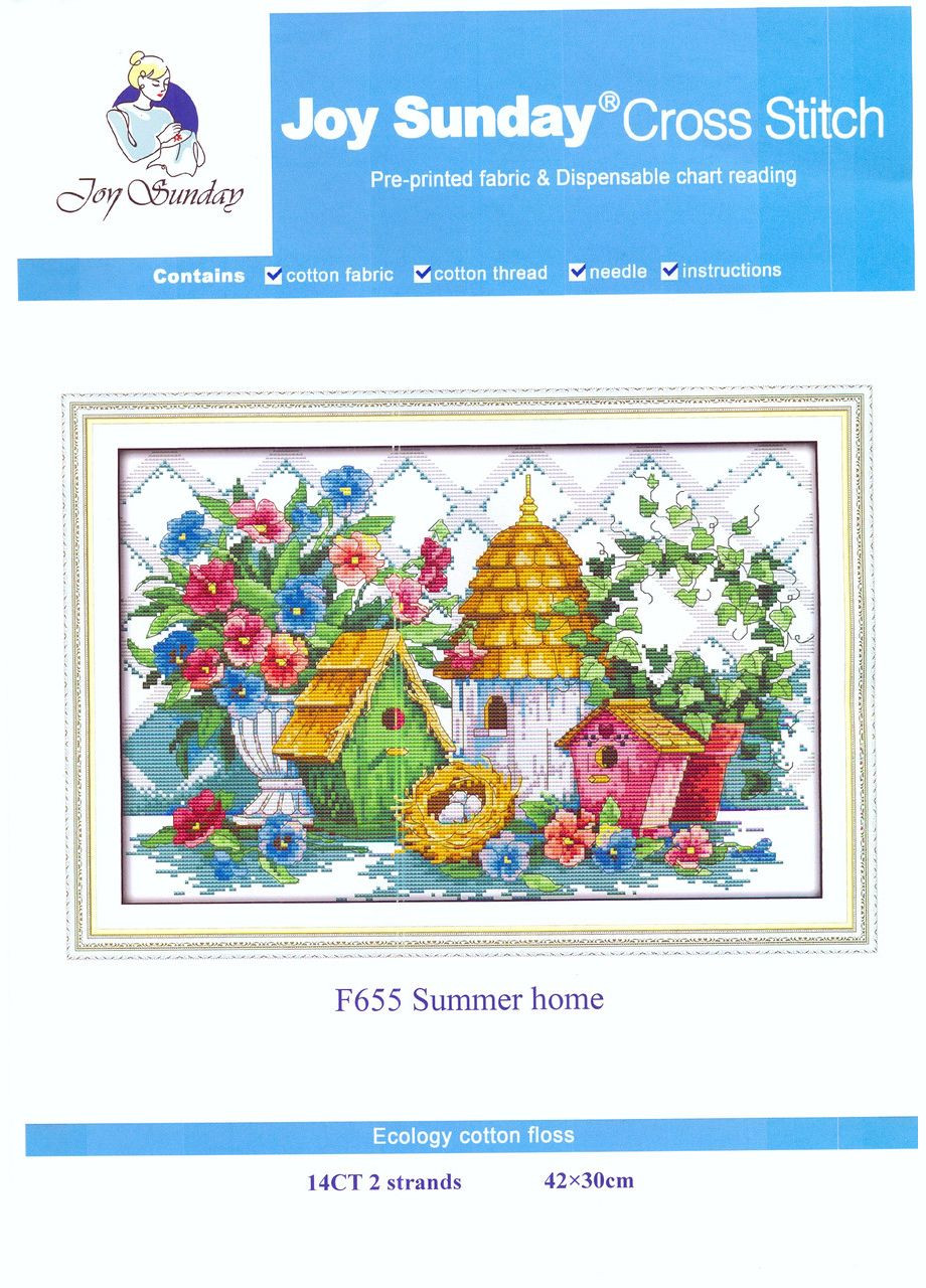 Набор для вышивания по нанесённой на канву схеме "Summer home". AIDA 14CT printed 42*30 см Joy Sunday (313614300)
