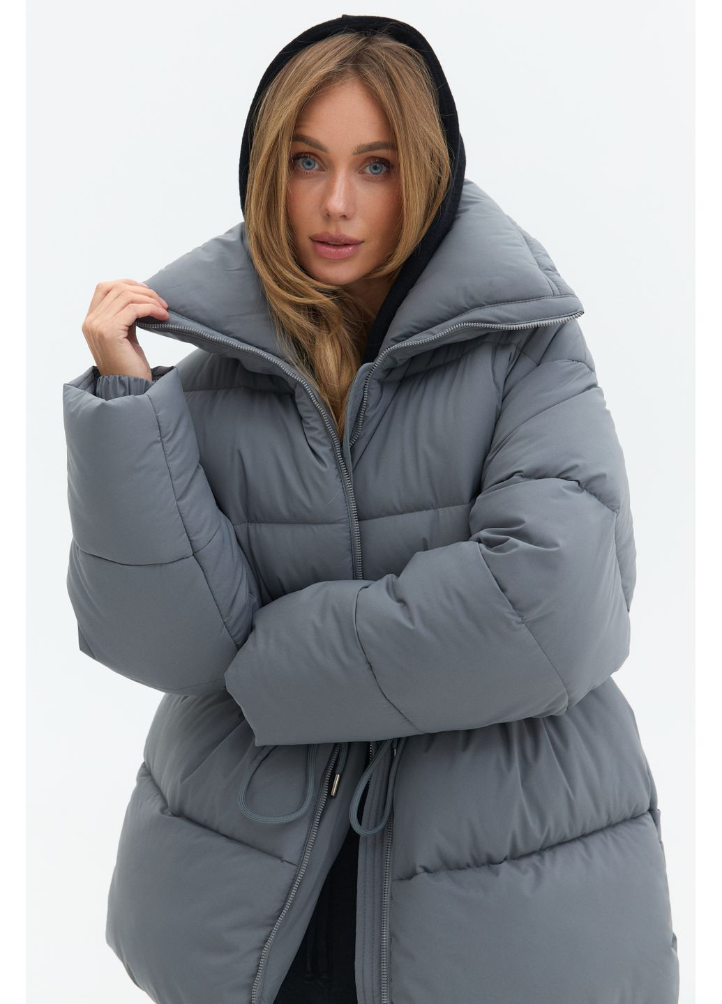 Серый зимний Пуховик Twice