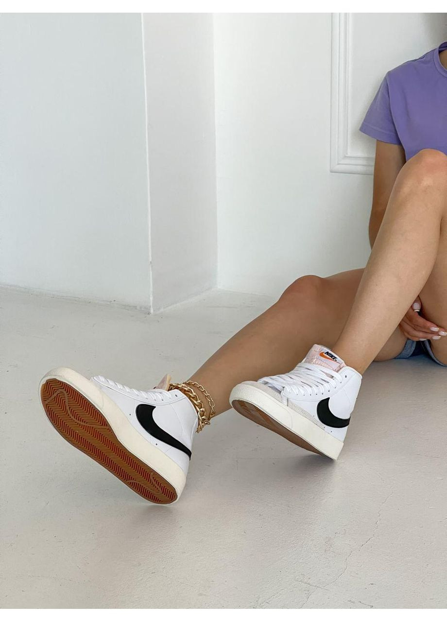 Чорні Осінні кросівки чоловічі nike blazer white «black logo» найк блейзер No Brand