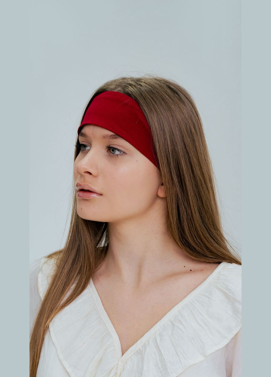 Жіноча пов'язка на голову рівна бордового кольору D.Hats (285710714)
