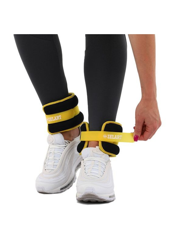 Обтяжувачі-манжети для рук та ног Pro (2 x 2кг) (нейлон, металеві кульки, жовтий) (FI-2502-4_Жовтий) Zelart (361435754)