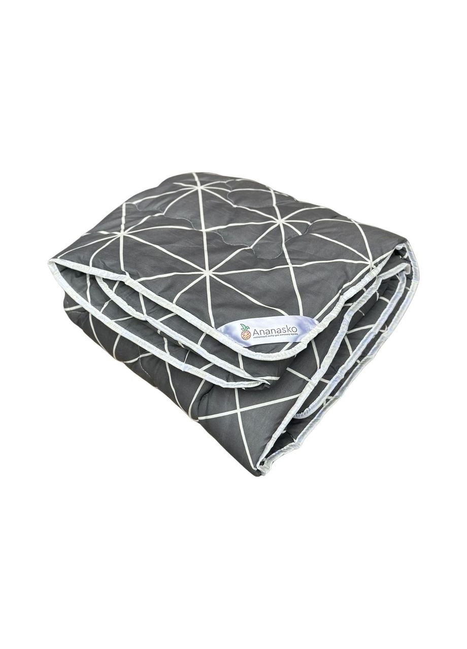 Ковдра холлофайбер двоспальна 180х210 сіра Геометрія осінь/зима/весна KL211 Ananasko (367056811)