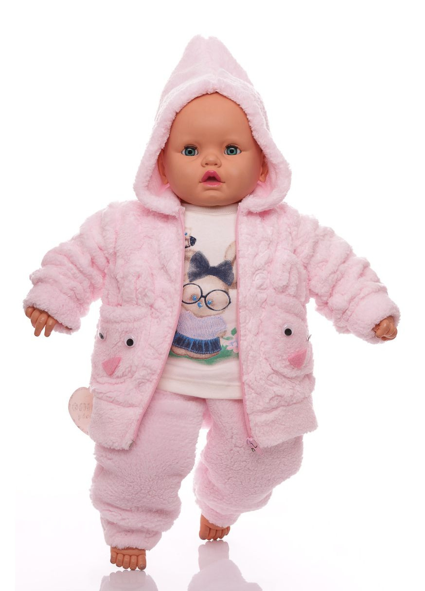 Розовый зимний костюм с длинным рукавом для девочки травка зайка травка 80 см (29101) BABYKROHA