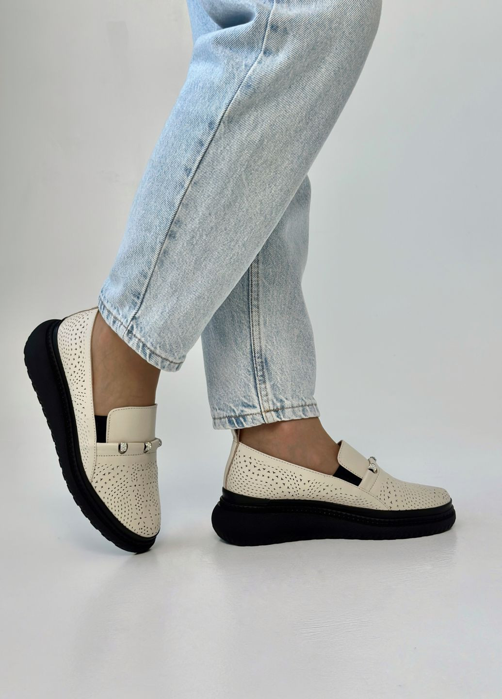 Evromoda Туфли женские кожаные на платформе светло-бежевый з, турция — демисезон (301012665)